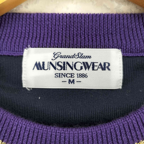 マンシングウェア GRANDSLAM MUNSINGWEAR ボーダー柄ロゴプリントクルーネックニット メンズ M