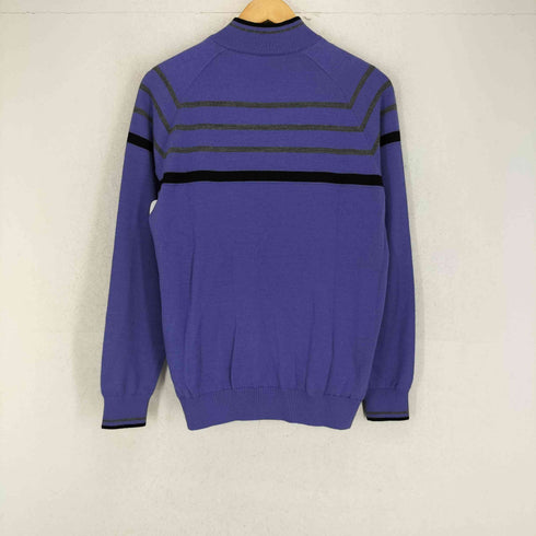マンシングウェア Munsingwear ボーダー柄ロゴ刺繍ハーフジップニット メンズ L
