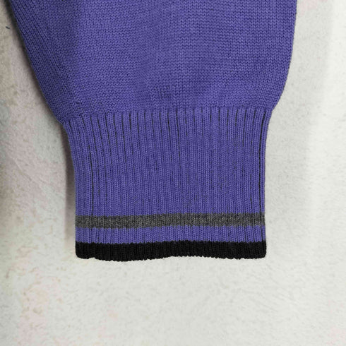 マンシングウェア Munsingwear ボーダー柄ロゴ刺繍ハーフジップニット メンズ L
