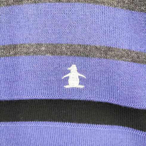 マンシングウェア Munsingwear ボーダー柄ロゴ刺繍ハーフジップニット メンズ L