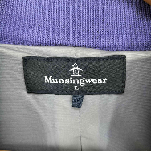 マンシングウェア Munsingwear ボーダー柄ロゴ刺繍ハーフジップニット メンズ L
