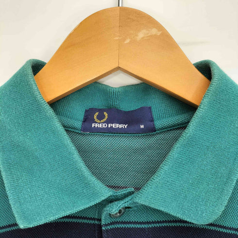 フレッドペリー FRED PERRY 別注 ロゴ刺繍 マルチボーダー 鹿の子 ポロシャツ メンズ import:M