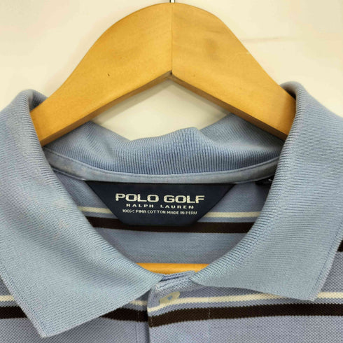 ポロゴルフラルフローレン POLO GOLF RALPH LAUREN 90s 三角タグ ポニー刺繍 マルチボーダー 鹿の子 ポロシャツ メンズ import:L