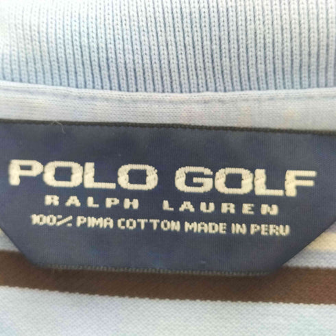 ポロゴルフラルフローレン POLO GOLF RALPH LAUREN 90s 三角タグ ポニー刺繍 マルチボーダー 鹿の子 ポロシャツ メンズ import:L