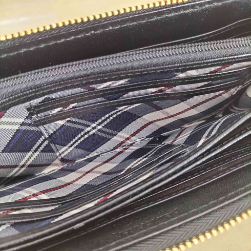 ニューヨーカー NEWYORKER cow leather チェック切替カウレザー長財布 メンズ