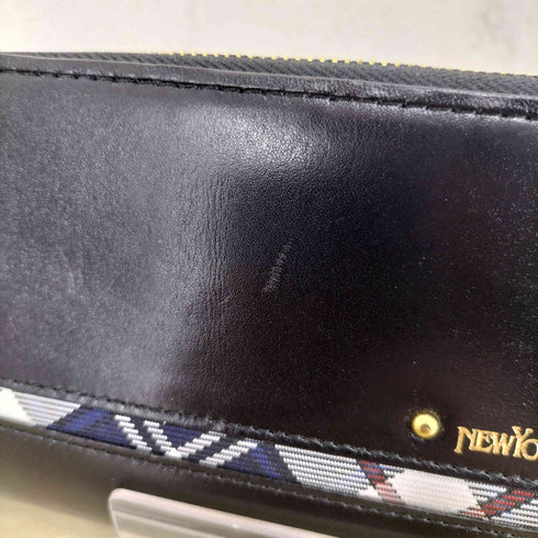 ニューヨーカー NEWYORKER cow leather チェック切替カウレザー長財布 メンズ