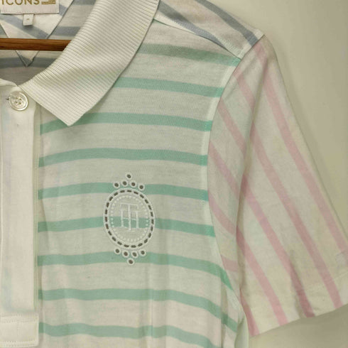 トミーヒルフィガー TOMMY HILFIGER ICONS ロゴ刺繍 ストライプ ボーダー フレア ロングポロワンピース レディース import:M