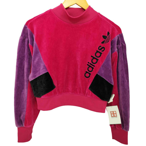 アディダスオリジナルス adidas Originals CREW LG SWEATSHIRT ショート丈 ベロア スウェット レディース JPN:S