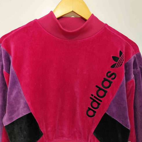 アディダスオリジナルス adidas Originals CREW LG SWEATSHIRT ショート丈 ベロア スウェット レディース JPN:S
