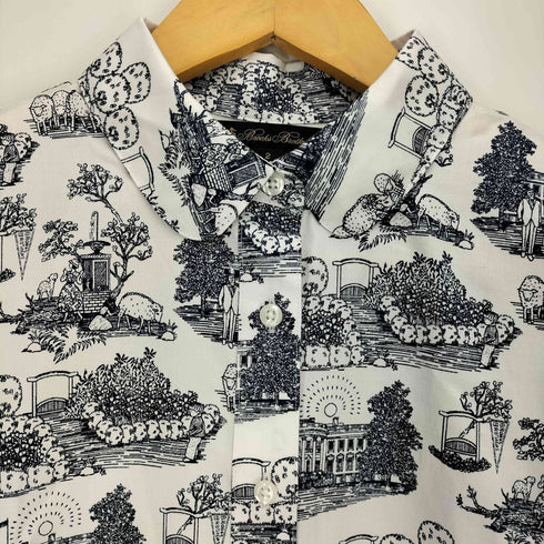 ブルックスブラザーズ BROOKS BROTHERS 総柄 街並み 羊 S/S コットン レギュラーカラーシャツ レディース US:0-2