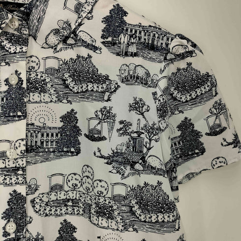 ブルックスブラザーズ BROOKS BROTHERS 総柄 街並み 羊 S/S コットン レギュラーカラーシャツ レディース US:0-2