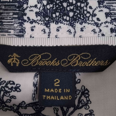 ブルックスブラザーズ BROOKS BROTHERS 総柄 街並み 羊 S/S コットン レギュラーカラーシャツ レディース US:0-2