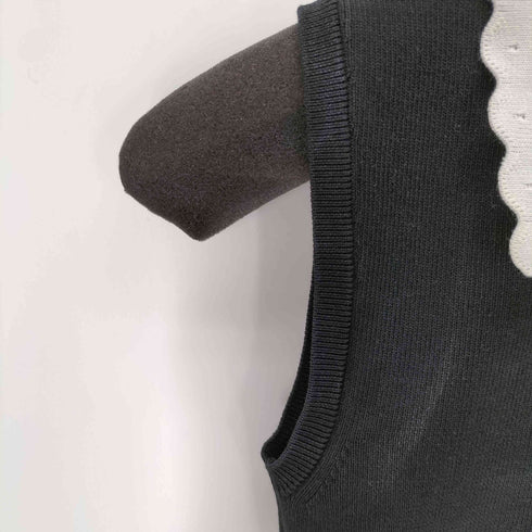 mipiarl 衿スカラップポロニットトップス ノースリーブニット レディース M