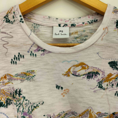 ピーエスポールスミス PS Paul Smith 総柄 山 景色 S/S クルーネック Tシャツ レディース import:M