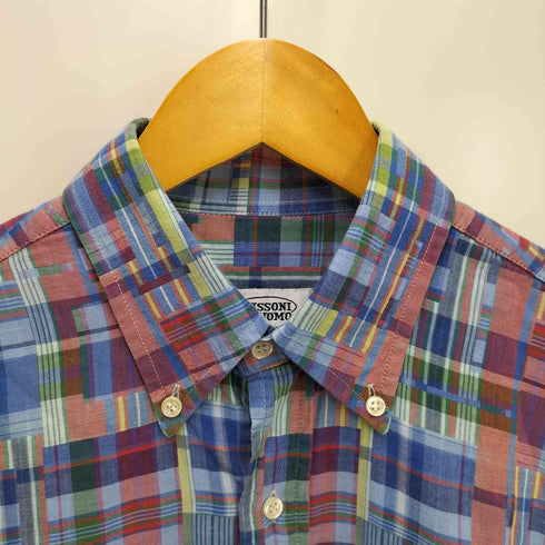 ミッソーニウオモ MISSONI UOMO イタリア製 ランダム チェック S/S ボタンダウン シャツ メンズ 40 15 3/4