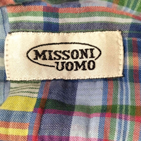 ミッソーニウオモ MISSONI UOMO イタリア製 ランダム チェック S/S ボタンダウン シャツ メンズ 40 15 3/4