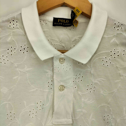ポロラルフローレン POLO RALPH LAUREN スモールポニー刺繍 フラワー刺繍 エンブロイダリー レース ポロシャツ レディース import:M