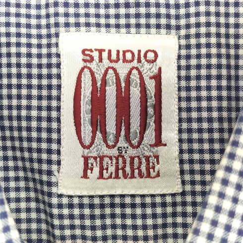 ジャンフランコフェレストゥーディオ GIANFRANCO FERRE STUDIO 0001 BY FERRE ギンガムチェック 半袖シャツ メンズ 41