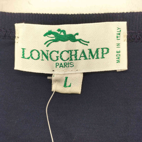 ロンシャン LONGCHAMP イタリア製 ラインストーン クルーネック 半袖 Tシャツ レディース import:L