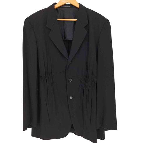 ヨウジヤマモトプールオム Yohji Yamamoto POUR HOMME 13ss ウールギャバ ウエスト ギャザー 3B テーラードジャケット メンズ JPN:3