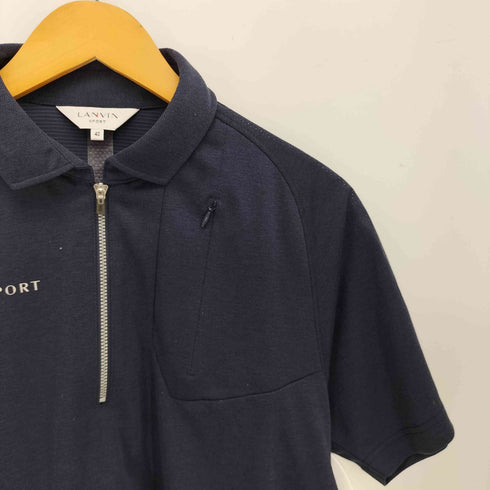 ランバン スポール LANVIN SPORT プリントロゴ ハーフジップ S/S ポロシャツ メンズ 40