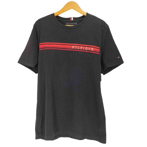 トミーヒルフィガー TOMMY HILFIGER REGULAR FIT ロゴ刺繍 ラインデザイン S/S クルーネック Tシャツ メンズ import:M