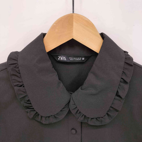 ザラ ZARA 丸襟 フリル パフスリーブ ティアード チュニック シャツワンピース レディース import:M