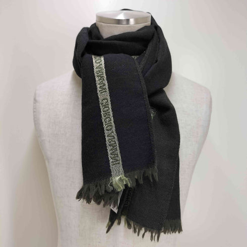 ジョルジオアルマーニ Giorgio Armani ロゴ刺繍 レーヨン混 ウールマフラー メンズ