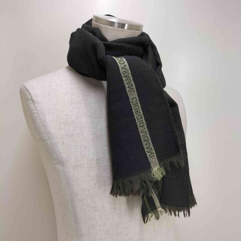 ジョルジオアルマーニ Giorgio Armani ロゴ刺繍 レーヨン混 ウールマフラー メンズ