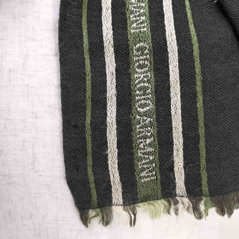ジョルジオアルマーニ Giorgio Armani ロゴ刺繍 レーヨン混 ウールマフラー メンズ