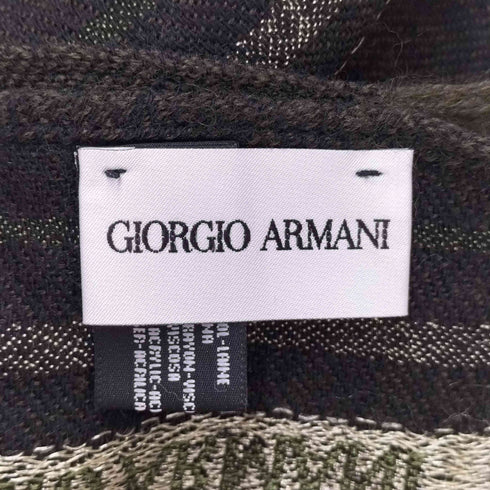 ジョルジオアルマーニ Giorgio Armani ロゴ刺繍 レーヨン混 ウールマフラー メンズ