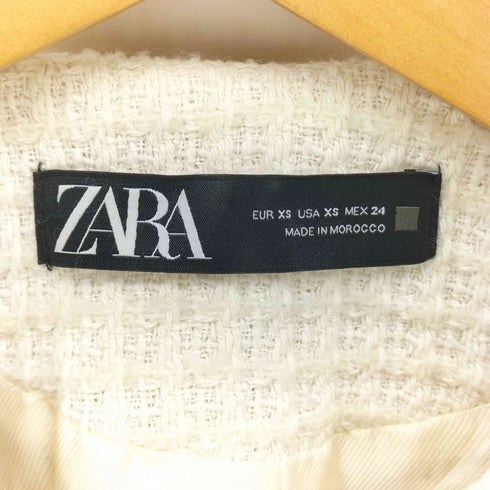 ザラ ZARA フロントフック ツイード ノーカラージャケット レディース import:XS