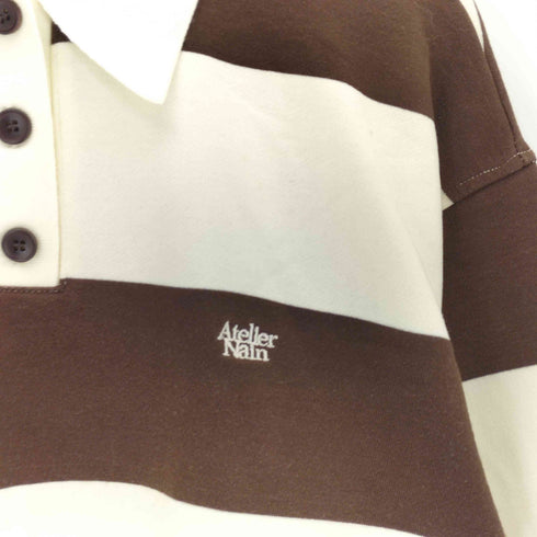 Atelier Nain フロントロゴ刺繍 ボーダー ポロニット casual レディース FREE