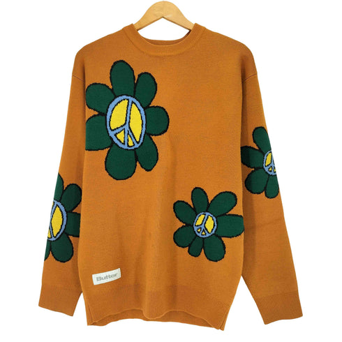 バター BUTTER Goods Flowers Knit Sweater Sage メンズ import:M