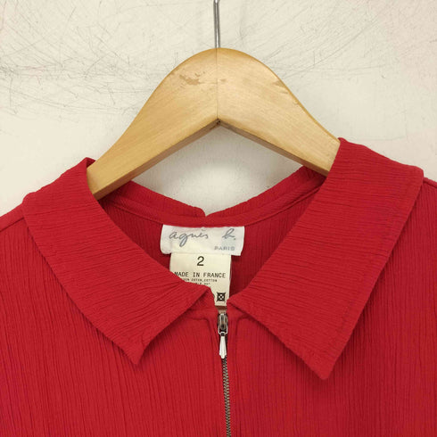 アニエスベー agnes b. PARIS コットン 無地 ジップアップ ノースリーブトップス レディース JPN:2