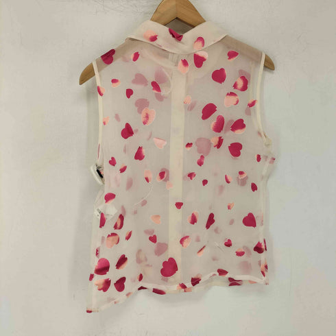アニエスベー agnes b. PARIS シルク 花びら柄 ノースリーブ シアーシャツ レディース JPN:2