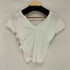 アニエスベー agnes b. PARIS コットン 無地 Vネック 半袖 Tシャツ カットソー レディース JPN:2