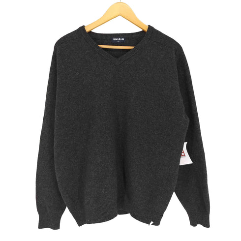 ユニクロ UNIQLO Old 紺タグ Vネック ロングスリーブ ニット メンズ XL