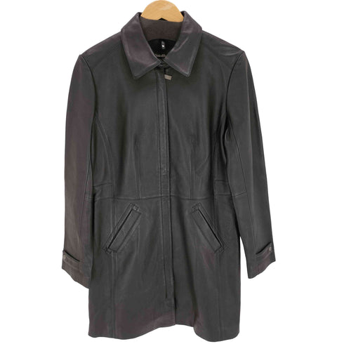 エディーバウアー Eddie Bauer GENUINE LEATHER 本革 レザー ジップアップコート レディース M