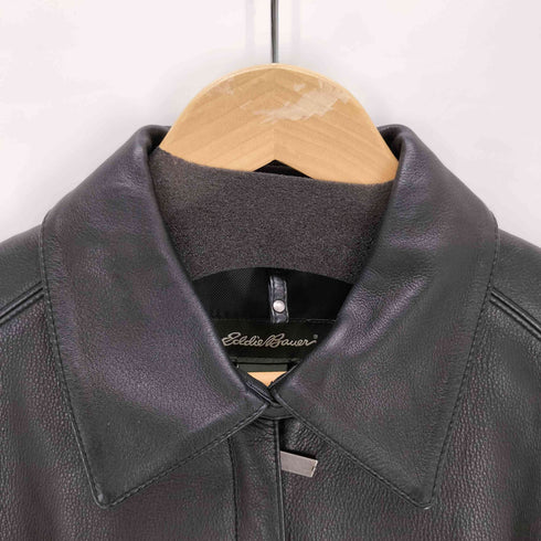 エディーバウアー Eddie Bauer GENUINE LEATHER 本革 レザー ジップアップコート レディース M