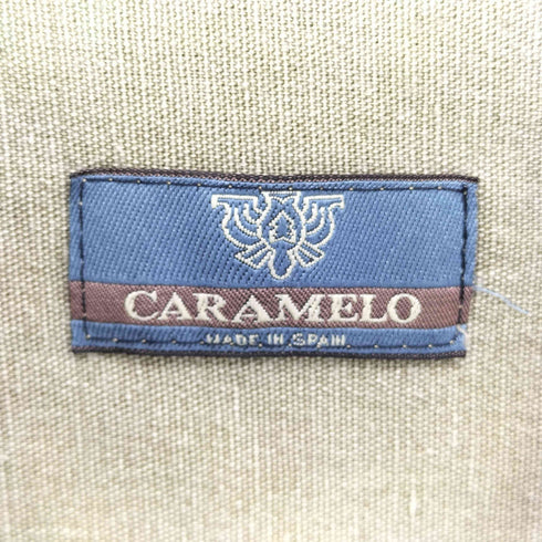 CARAMELO スペイン製 コットンリネン ワンポイント刺繍 オープンカラー カバーオール シャツジャケット メンズ