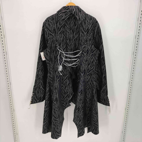 ゼブラ柄 レースアップ ドラキュラ ロングコート メンズ import:XL