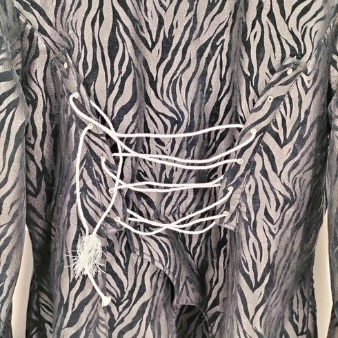ゼブラ柄 レースアップ ドラキュラ ロングコート メンズ import:XL