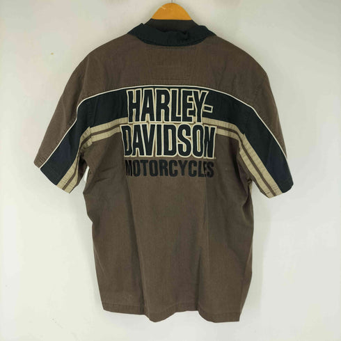 ハーレーダビッドソン HARLEY-DAVIDSON バイカラー パイピング加工 バック刺繍 S/S 開襟シャツ メンズ JPN:M