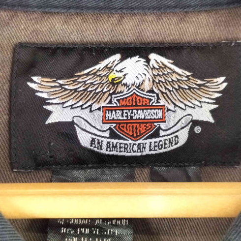 ハーレーダビッドソン HARLEY-DAVIDSON バイカラー パイピング加工 バック刺繍 S/S 開襟シャツ メンズ JPN:M