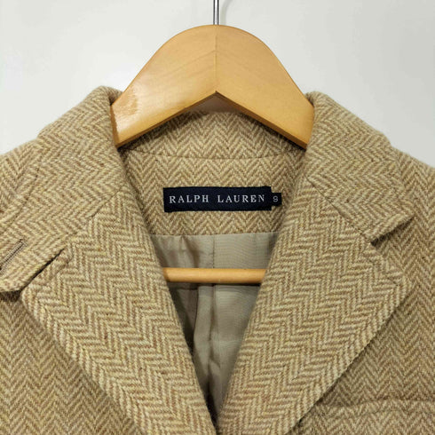 ラルフローレン RALPH LAUREN 00s チェンジポケット エルボーパッチ ヘリンボーン ウール ツイードジャケット レディース 9