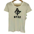 アバクロンビーアンドフィッチ Abercrombie & Fitch 裾&袖シングルステッチ NY92 ロゴワッペン クルーネックTシャツ レディース import:M