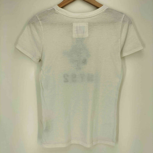 アバクロンビーアンドフィッチ Abercrombie & Fitch 裾&袖シングルステッチ NY92 ロゴワッペン クルーネックTシャツ レディース import:M