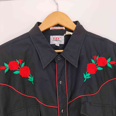 ELY DIAMOND AMERICAN ROSE 両面刺繍 パイピング L/S ウエスタンシャツ メンズ import:XL