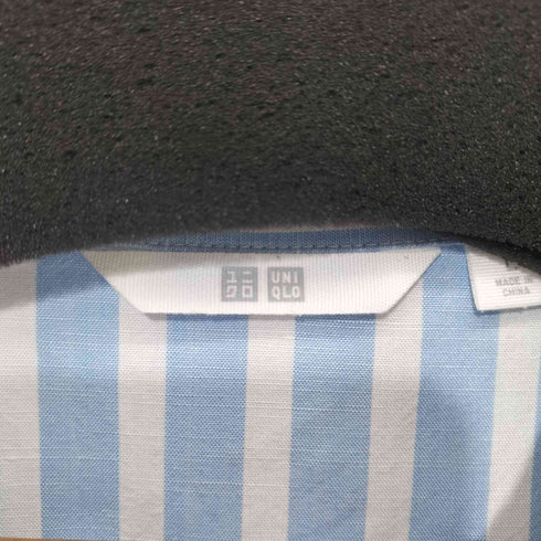 ユニクロ UNIQLO リネンブレンドストライプオープンカラーシャツ ライトブルー Lサイズ レディース JPN:L